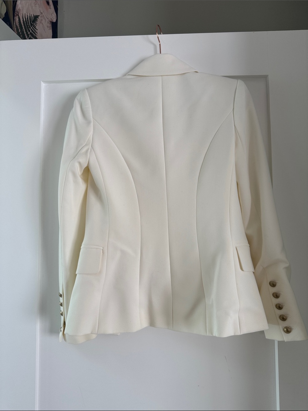 L'AGENCE Cream Double-Breasted Tailored Blazer with Gold Buttons - Picture 2 of 5